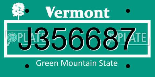J356687 Vermont License Plate