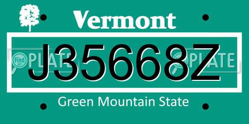 J35668Z Vermont License Plate