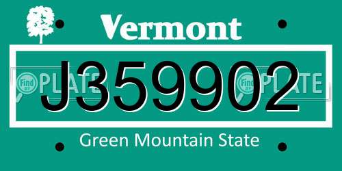 J359902 Vermont License Plate