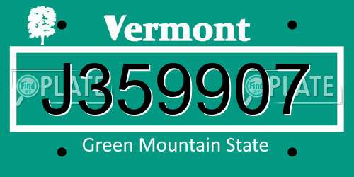 J359907 Vermont License Plate