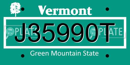 J35990T Vermont License Plate