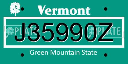 J35990Z Vermont License Plate