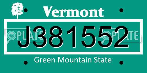 J381552 Vermont License Plate