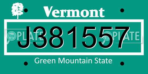 J381557 Vermont License Plate