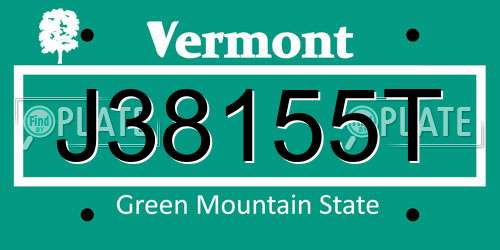 J38155T Vermont License Plate