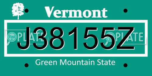 J38155Z Vermont License Plate