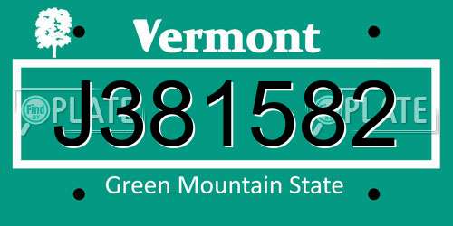 J381582 Vermont License Plate
