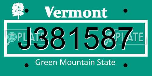 J381587 Vermont License Plate