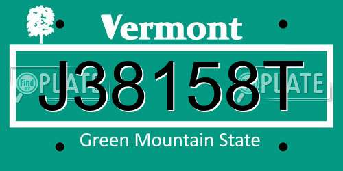 J38158T Vermont License Plate