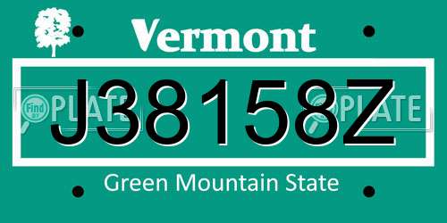 J38158Z Vermont License Plate