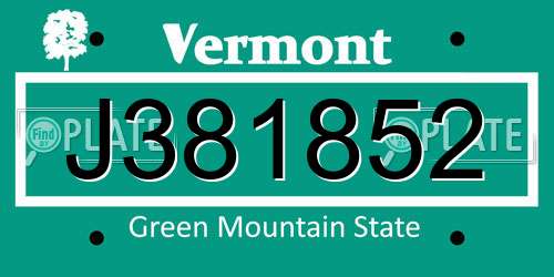 J381852 Vermont License Plate