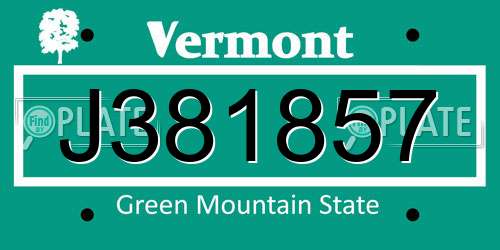 J381857 Vermont License Plate
