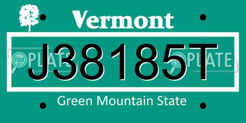 J38185T Vermont License Plate
