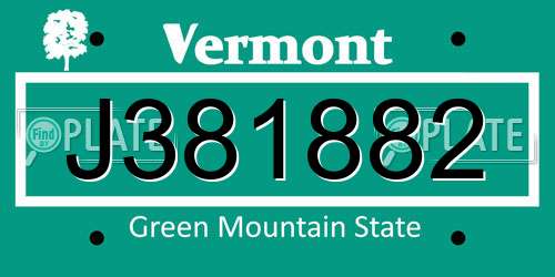 J381882 Vermont License Plate