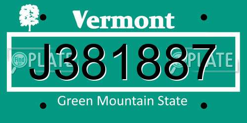J381887 Vermont License Plate
