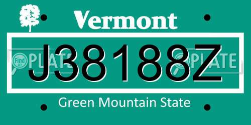 J38188Z Vermont License Plate