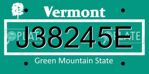 J38245E Vermont License Plate