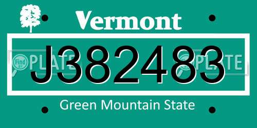 J382483 Vermont License Plate
