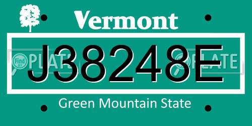 J38248E Vermont License Plate