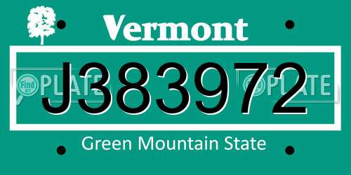 J383972 Vermont License Plate