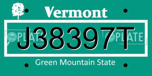 J38397T Vermont License Plate