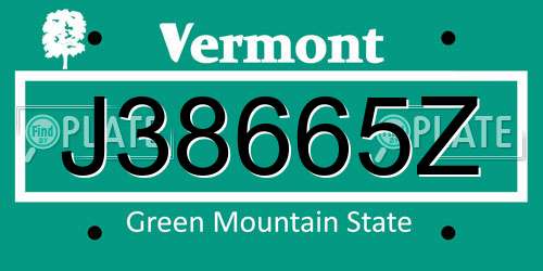 J38665Z Vermont License Plate