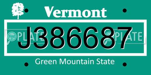 J386687 Vermont License Plate