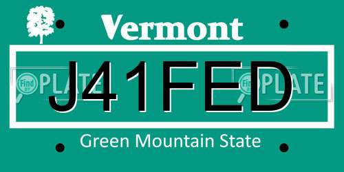 J41FED Vermont License Plate