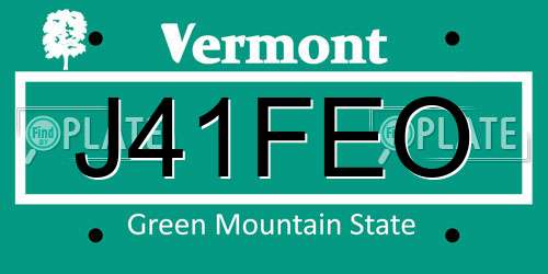 J41FEO Vermont License Plate