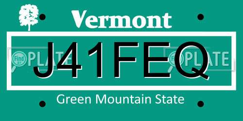 J41FEQ Vermont License Plate