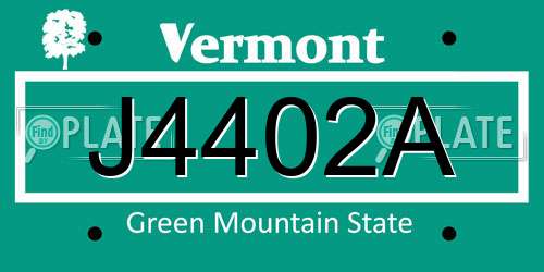 J4402A Vermont License Plate