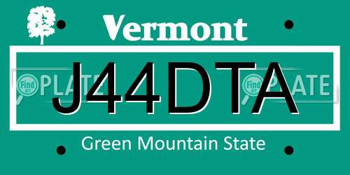 J44DTA Vermont License Plate