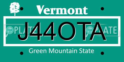 J44OTA Vermont License Plate