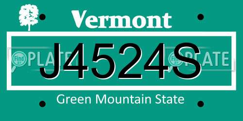 J4524S Vermont License Plate