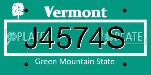 J4574S Vermont License Plate