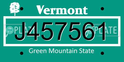 J457561 Vermont License Plate