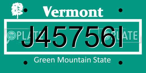 J45756I Vermont License Plate