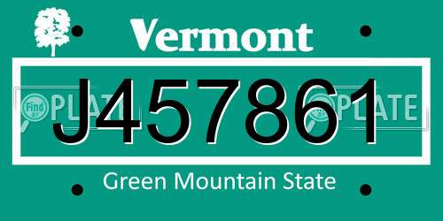 J457861 Vermont License Plate
