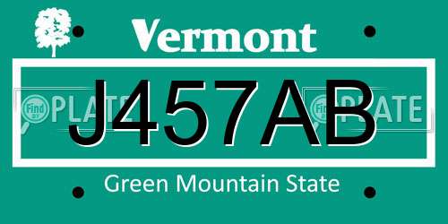 J457AB Vermont License Plate