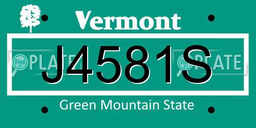 J4581S Vermont License Plate