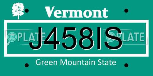 J458IS Vermont License Plate