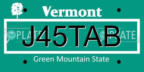 J45TAB Vermont License Plate