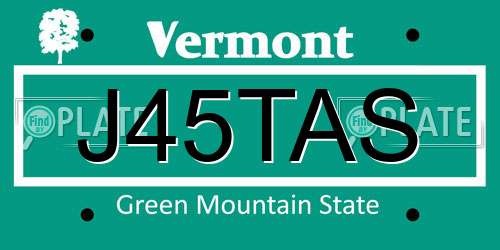 J45TAS Vermont License Plate