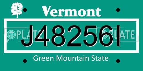 J48256I Vermont License Plate