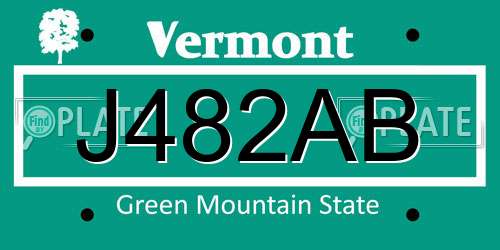 J482AB Vermont License Plate