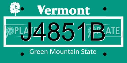J4851B Vermont License Plate