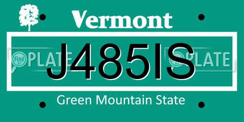 J485IS Vermont License Plate