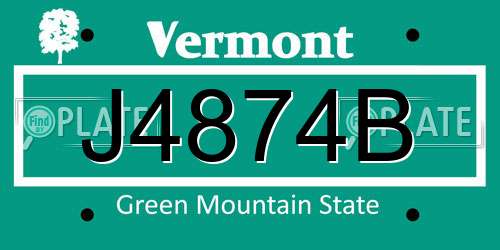 J4874B Vermont License Plate