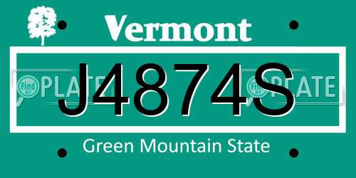 J4874S Vermont License Plate