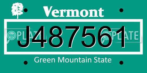 J487561 Vermont License Plate